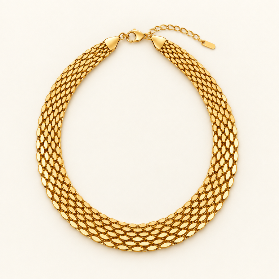 VEYRISSA Wide Flat Snake Chain Choker — product view