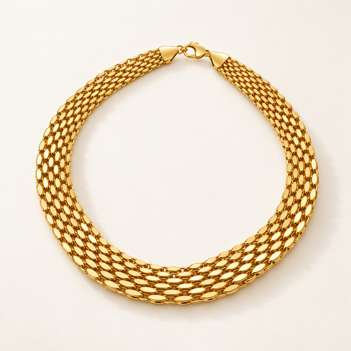 VEYRISSA Wide Flat Snake Chain Choker — angled view