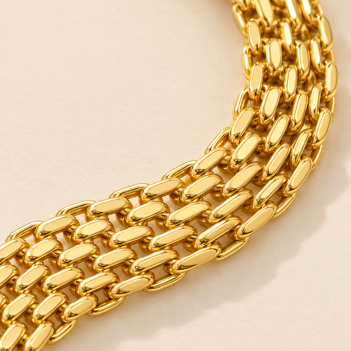 VEYRISSA Wide Flat Snake Chain Choker — close-up detail