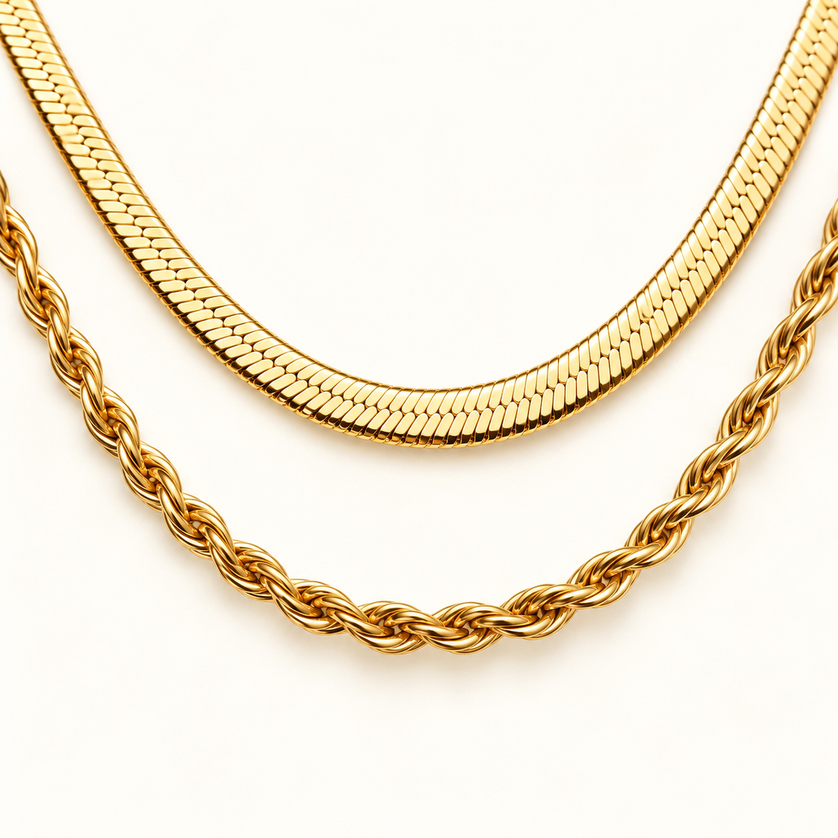 VEYRISSA Double Layer Snake Chain Necklace — close-up detail