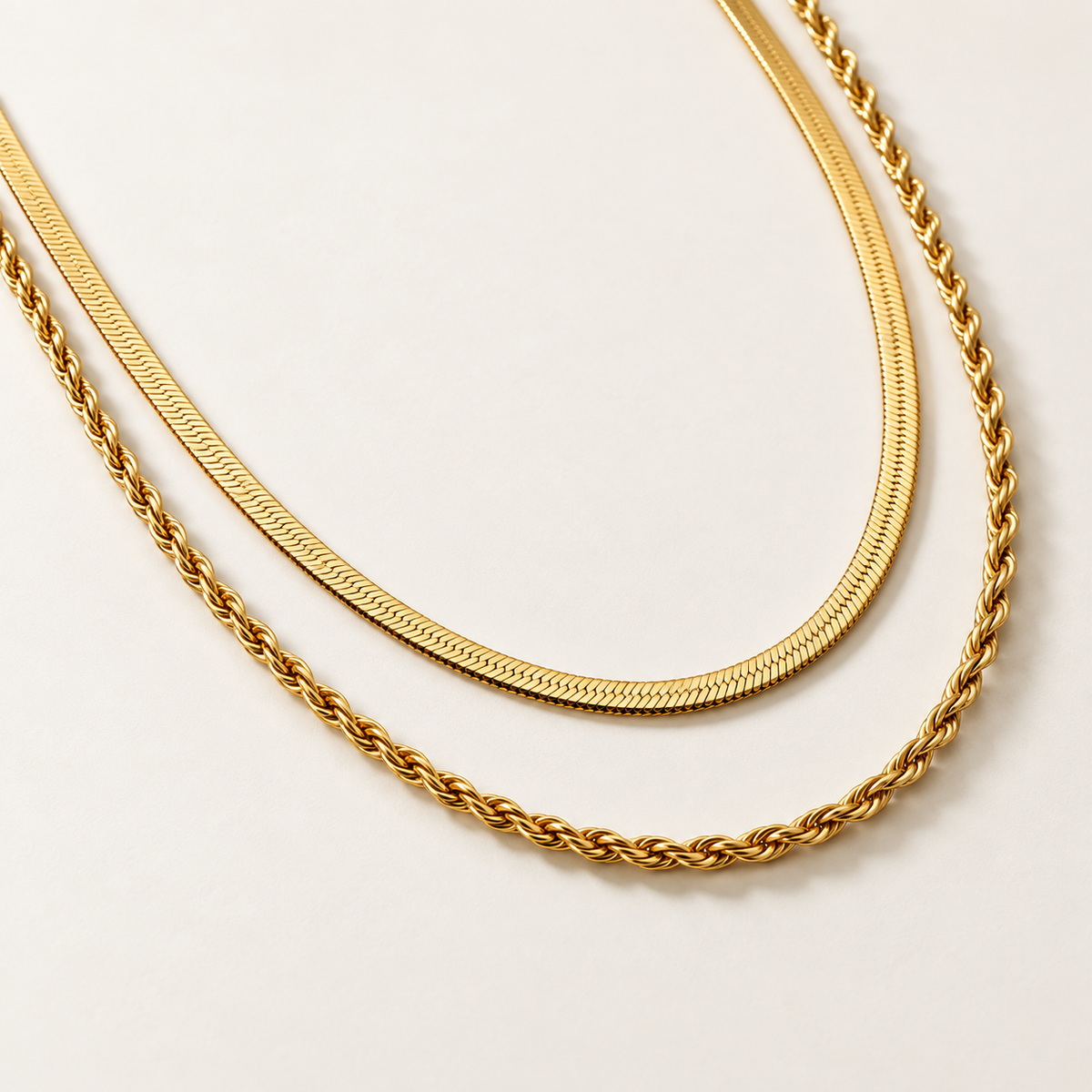 VEYRISSA Double Layer Snake Chain Necklace — alternate view