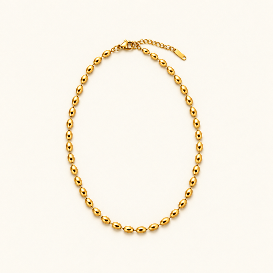 VEYRISSA 3mm Olive Bead Chain Necklace — product view
