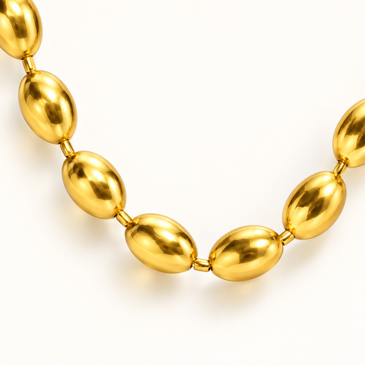 VEYRISSA 3mm Olive Bead Chain Necklace — close-up detail
