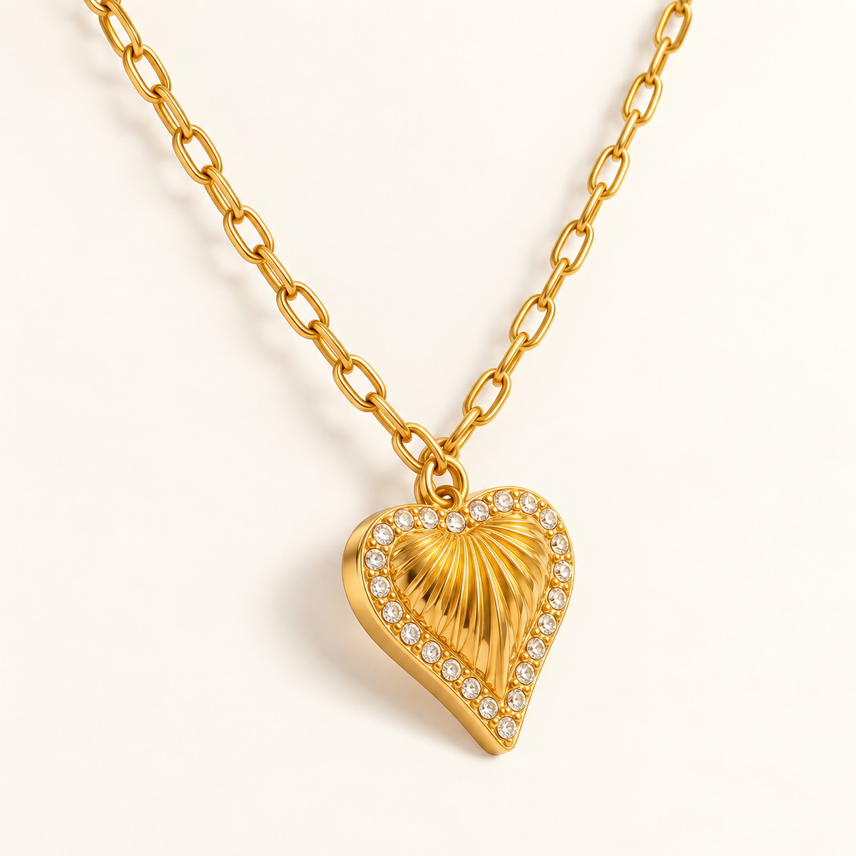 VEYRISSA Pavé Heart Pendant Necklace — angled view
