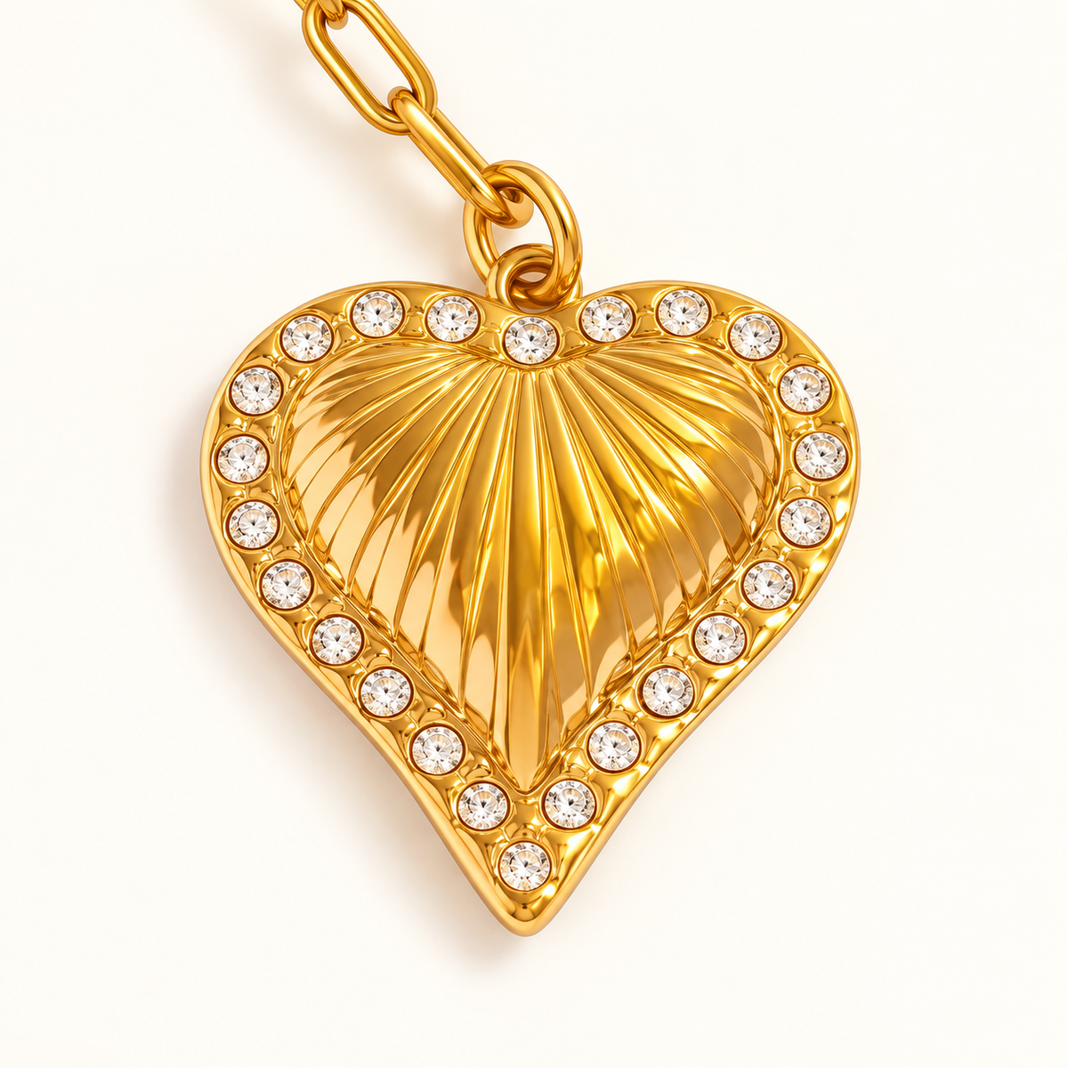 VEYRISSA Pavé Heart Pendant Necklace — close-up detail