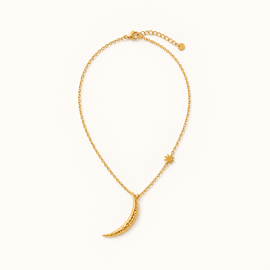 VEYRISSA Crescent Star Drop Necklace — product view