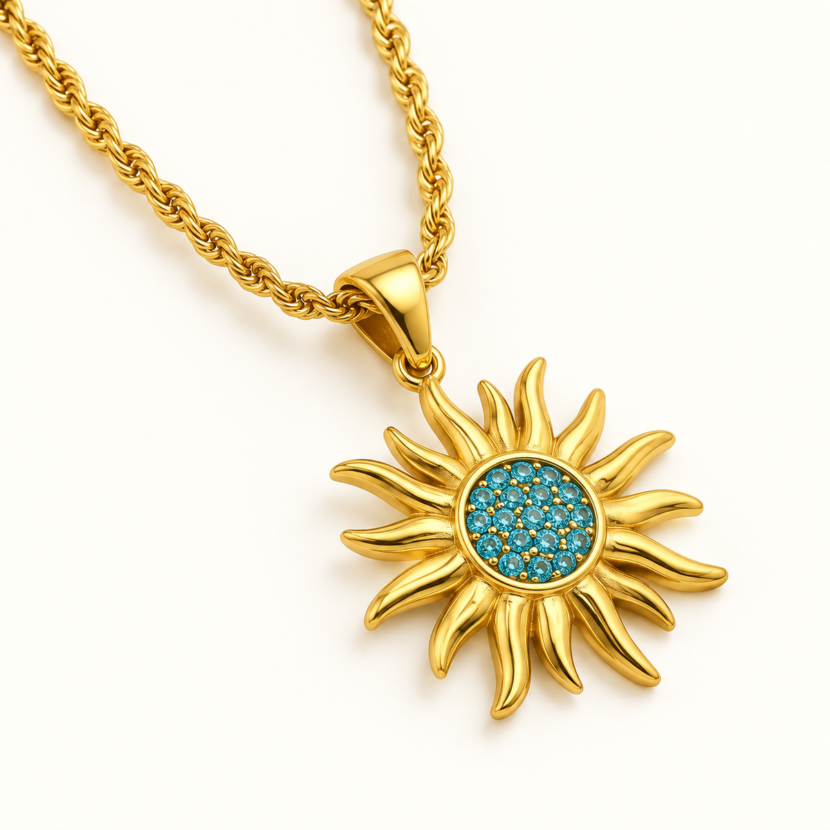 VEYRISSA Solar Halo Pendant Necklace — angled view