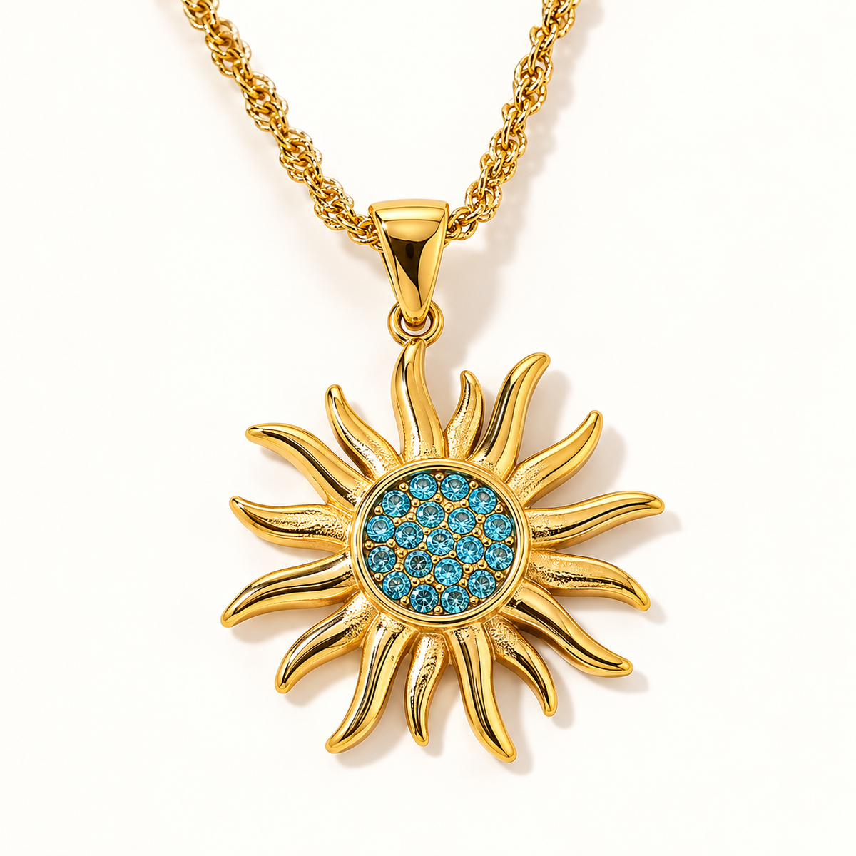 VEYRISSA Solar Halo Pendant Necklace — close-up detail