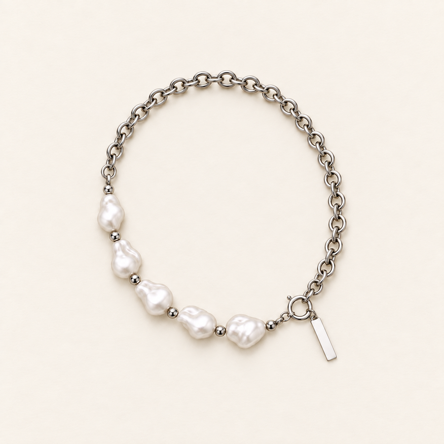 VEYRISSA Baroque Pearl Link Necklace — product view