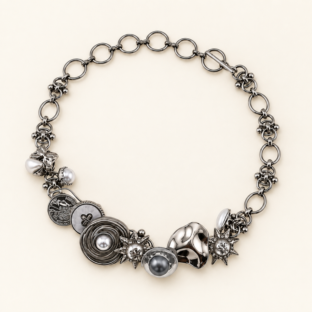 Button Halo Pendant Necklace