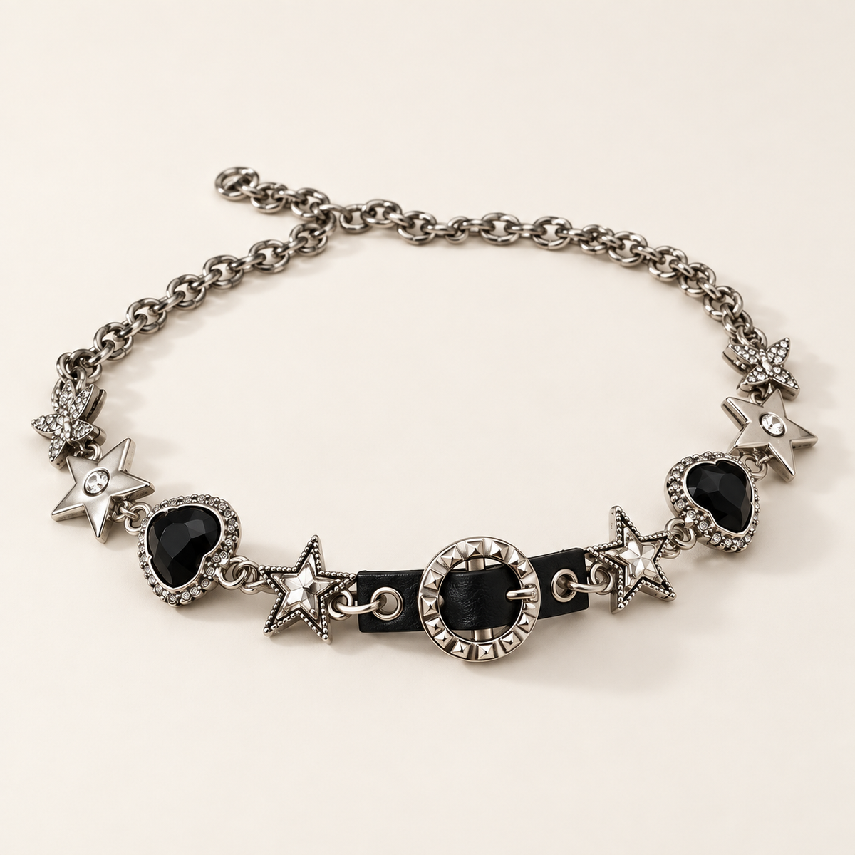 VEYRISSA Black Crystal Buckle Choker — angled view