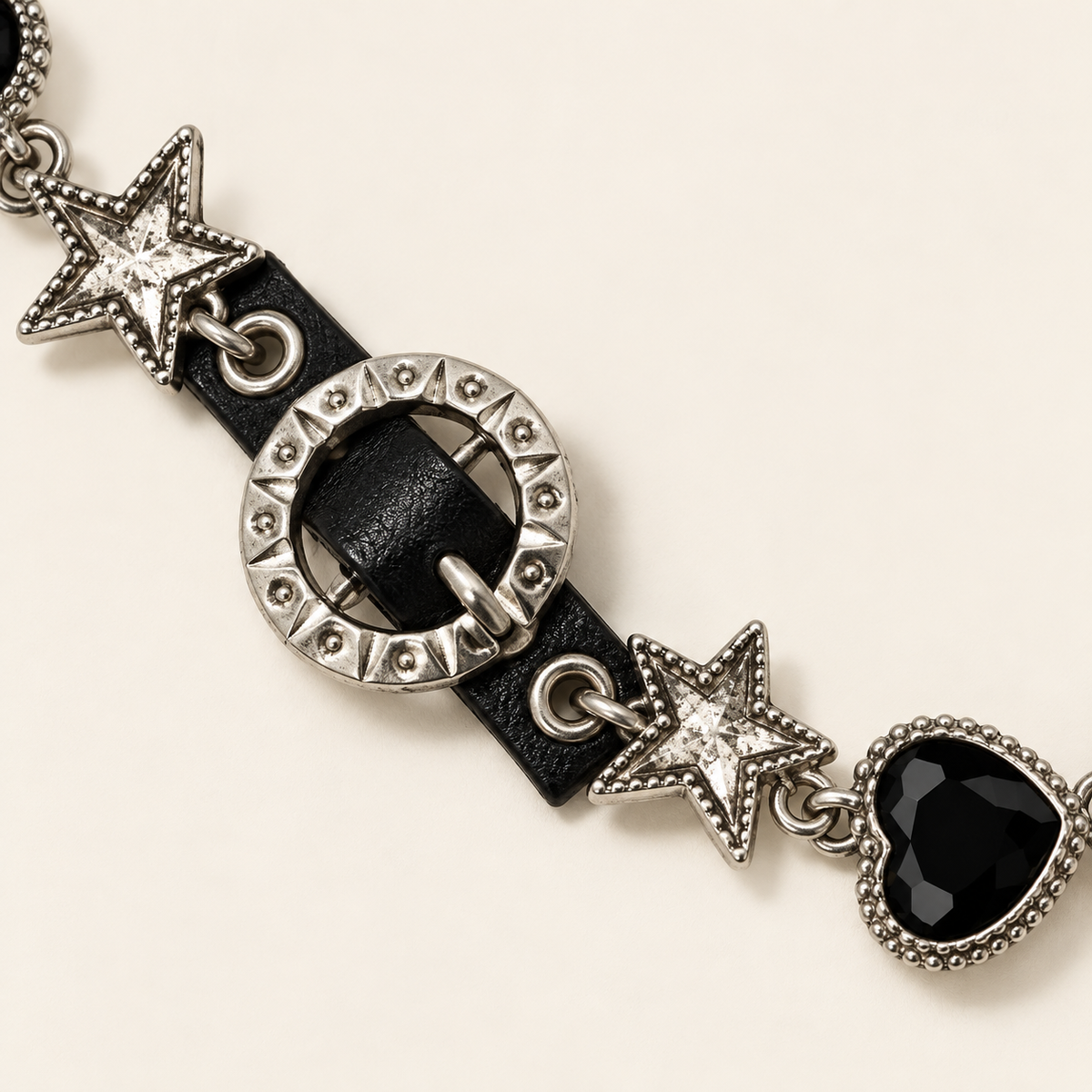 VEYRISSA Black Crystal Buckle Choker — close-up detail