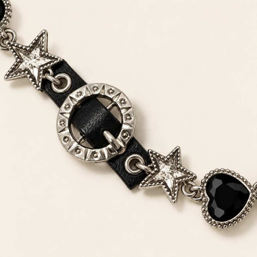 Black Crystal Buckle Choker