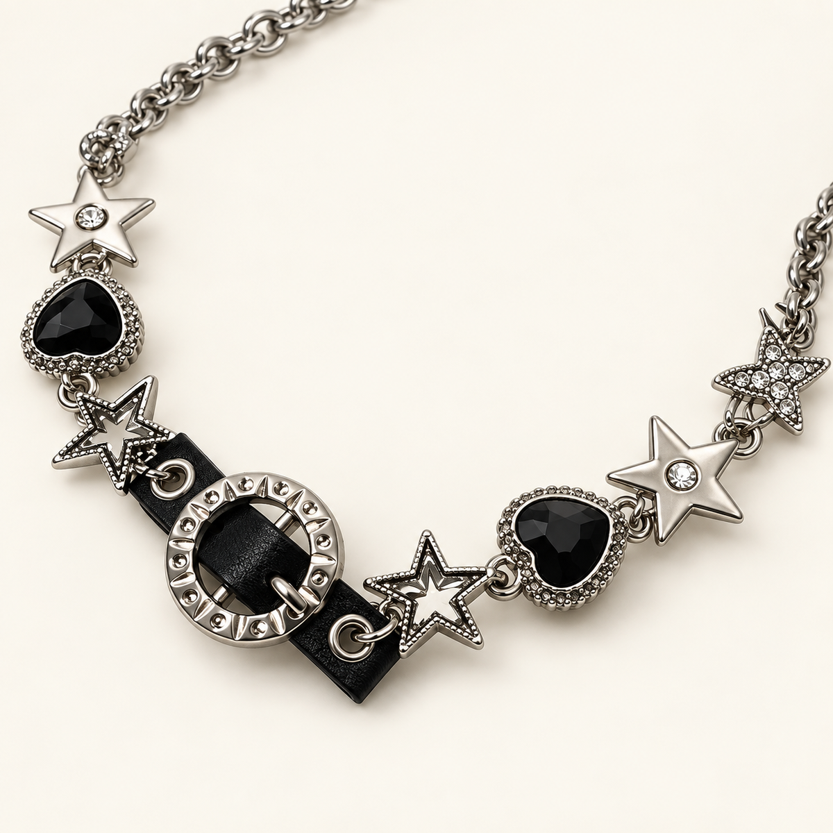 VEYRISSA Black Crystal Buckle Choker — alternate view